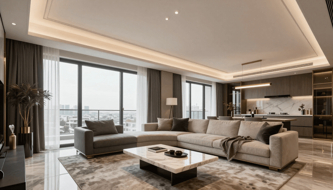 تشطيب وتأثيث شقة سكنية عصرية